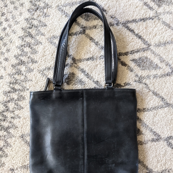 Vintage Coach NYC Skinny Tote №9546 with Kisslock in Navy Blue - Picture 2 of 5